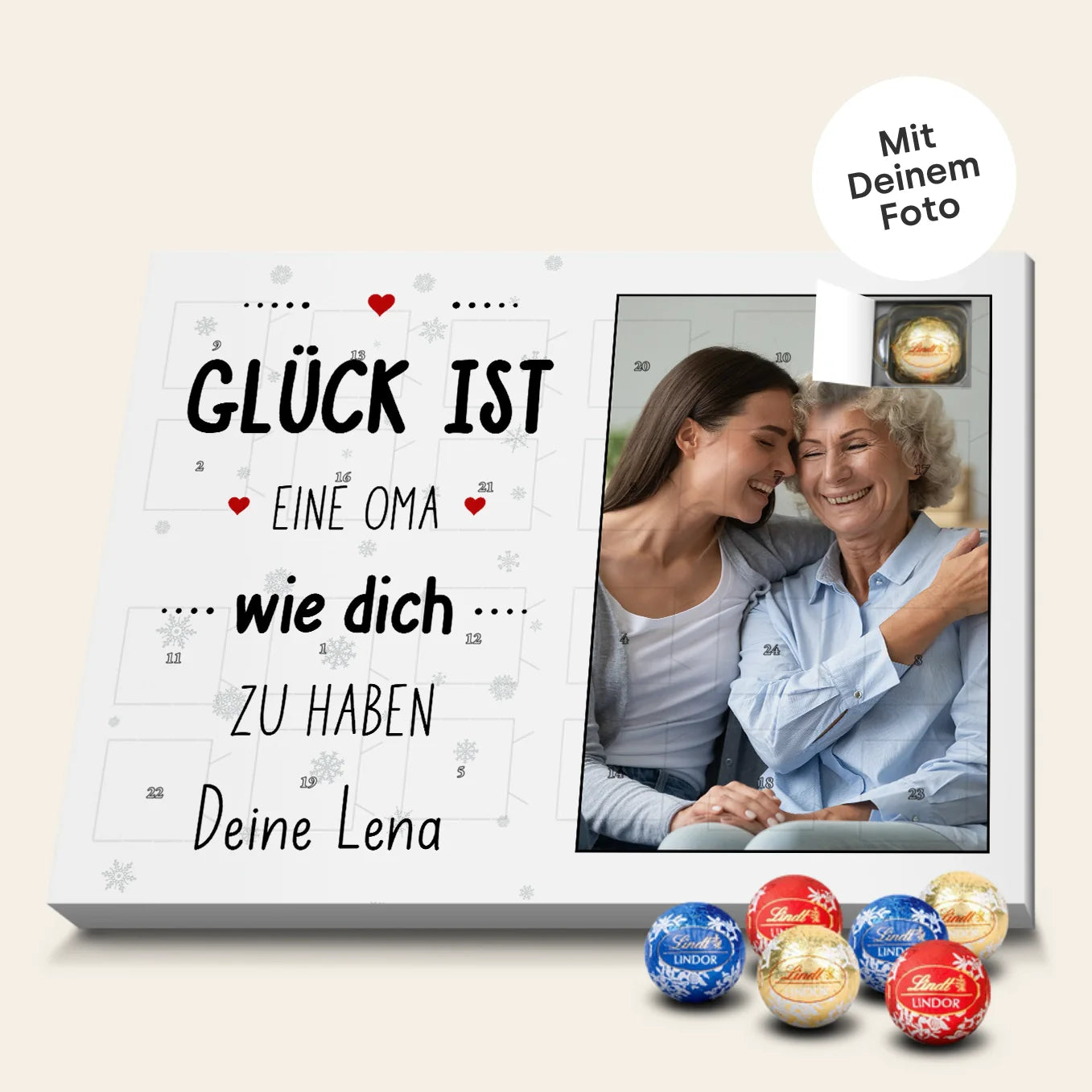Personalisierter Lindor Adventskalender "Oma"