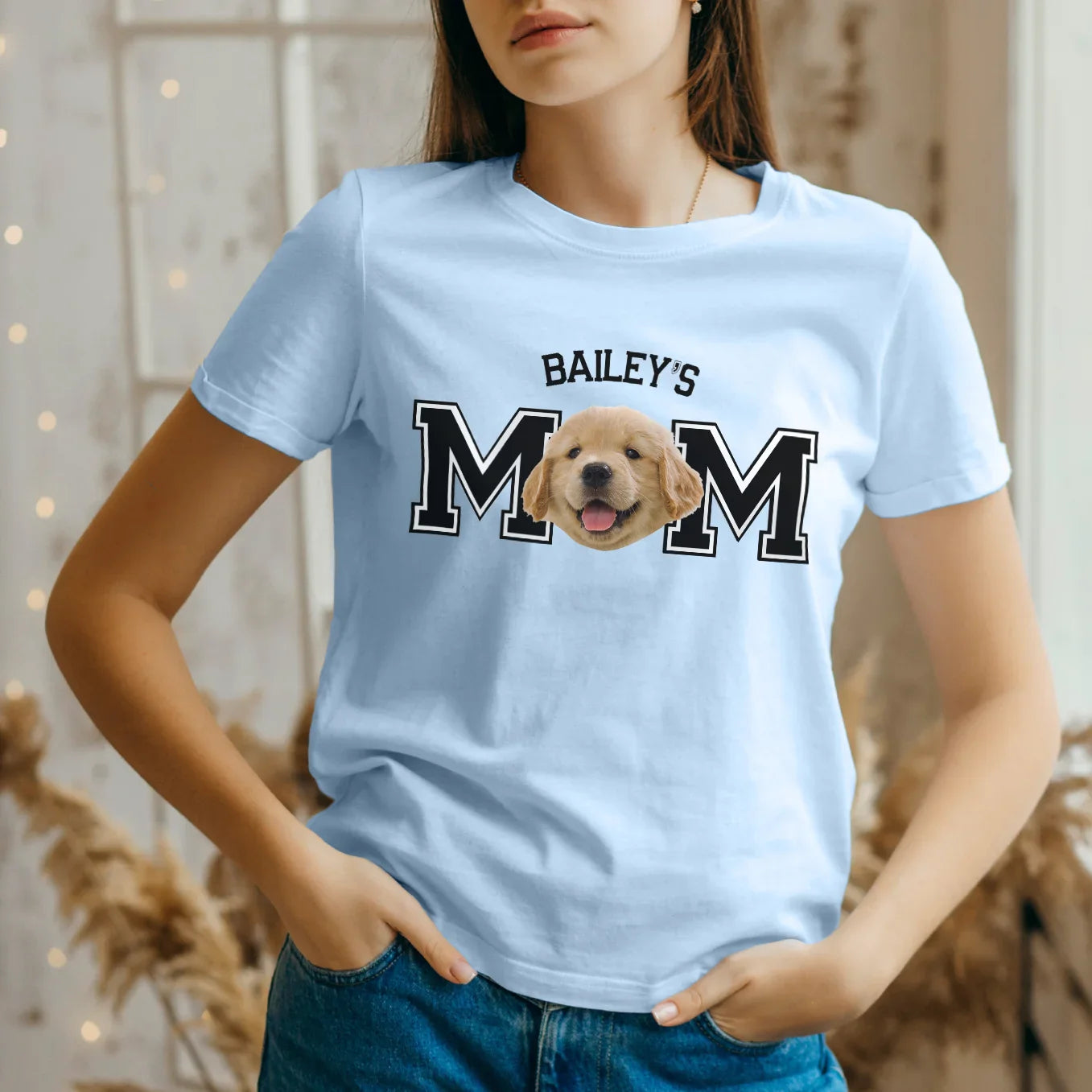 Personalisiertes T-Shirt "Dog Mom" mit Foto